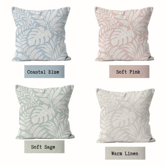 Tropical Leaf Cushion Handmade Cushion 18x18"