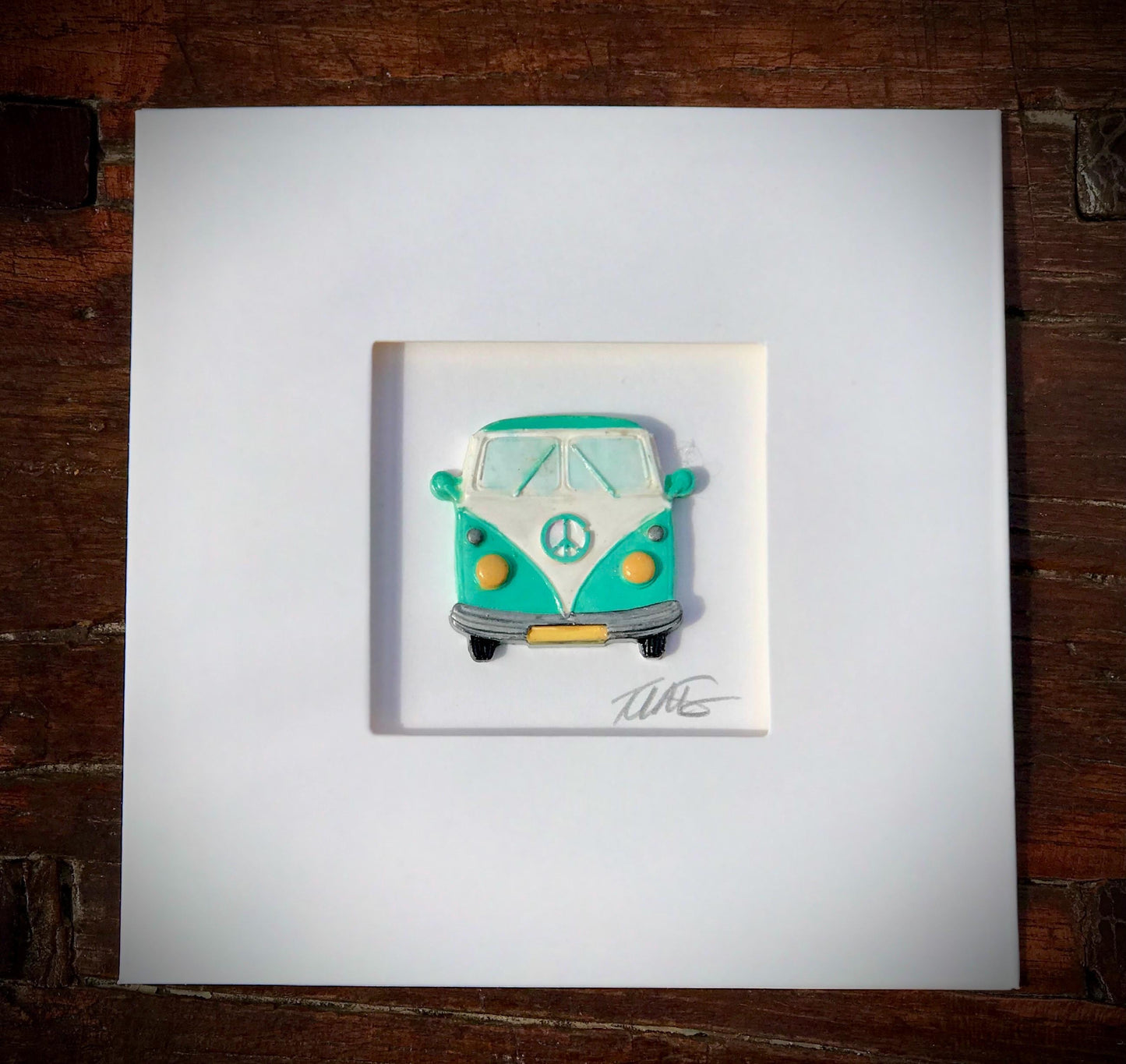 Handmade 3D VW Campervan Card – Blue Clay Camper, Custom Colour Greetings Card, Blank Inside, Retro Camper Gift
