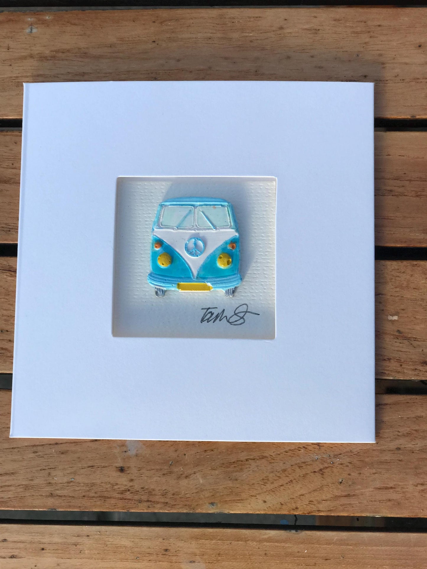 Handmade 3D Greetings Card & Fridge Magnet Clay Camper van, mini or Beetle