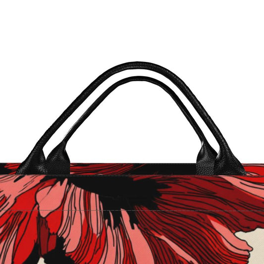 Carryall Leather handled Poppy Carryall Tote Bag