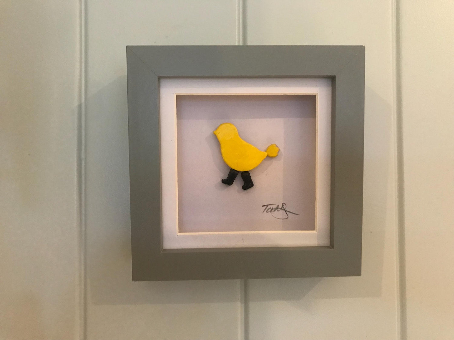 Handmade Spring Chicken Clay Spring Framed & Signed