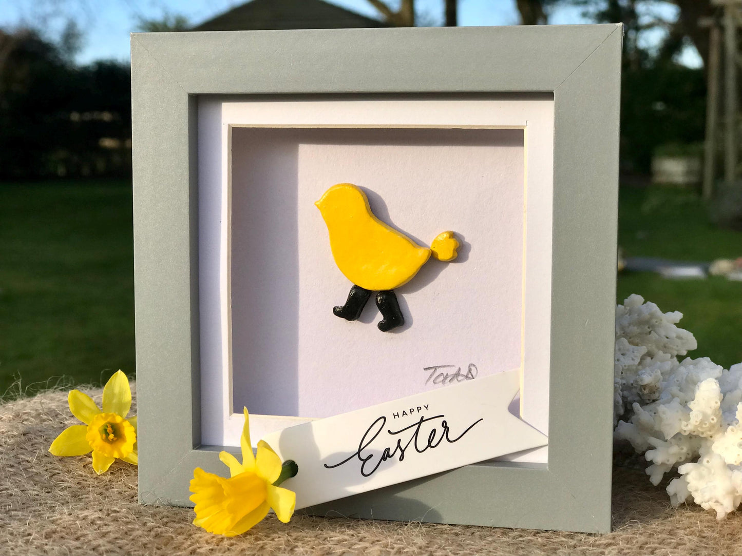 Handmade Spring Chicken Clay Spring Framed & Signed