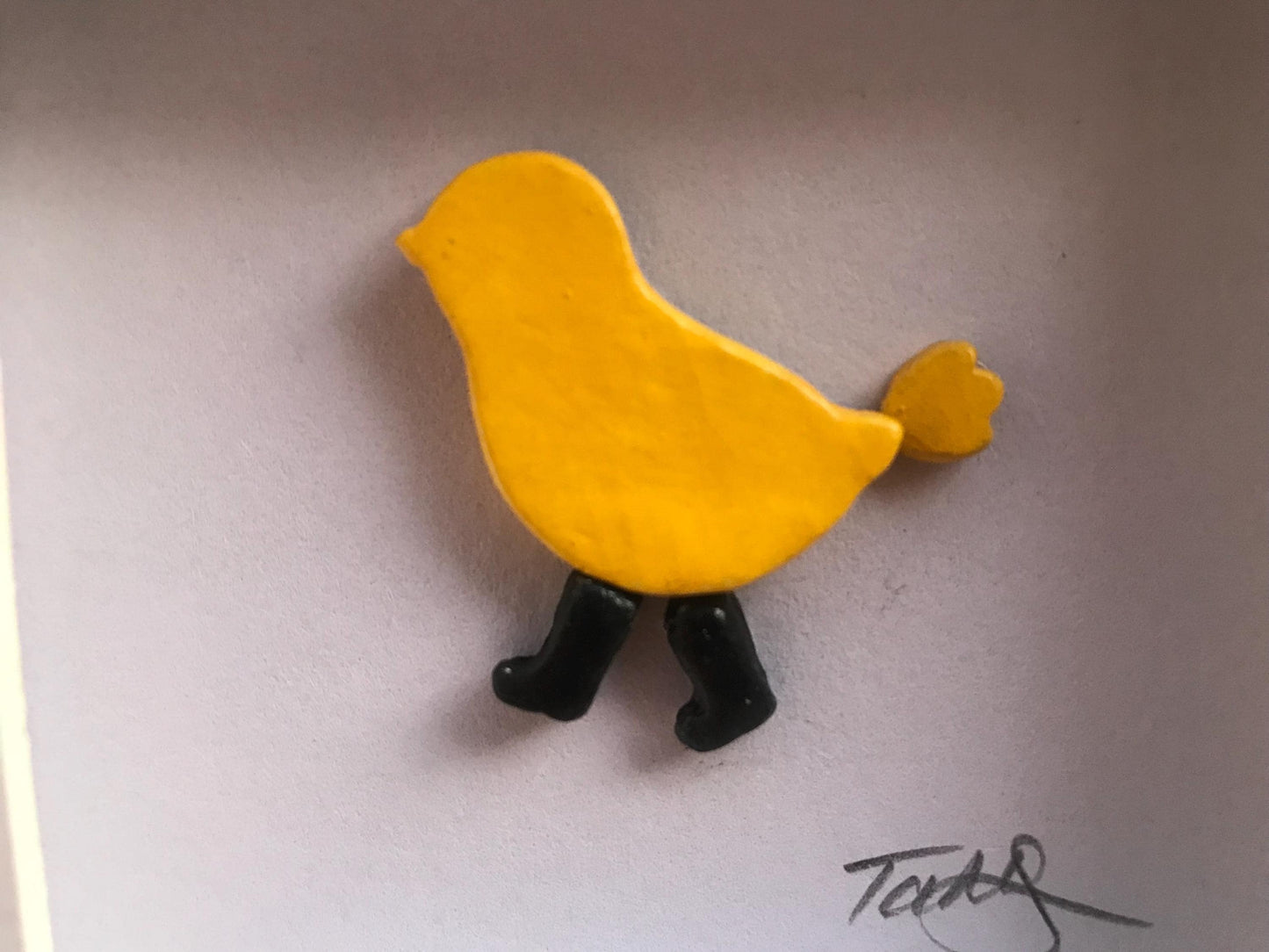 Handmade 3D Clay Greeting Card, chick in Wellies
