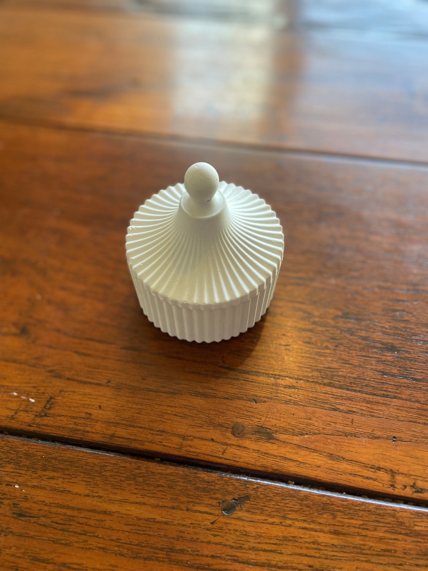 Handcast detailed vanity pot and lid