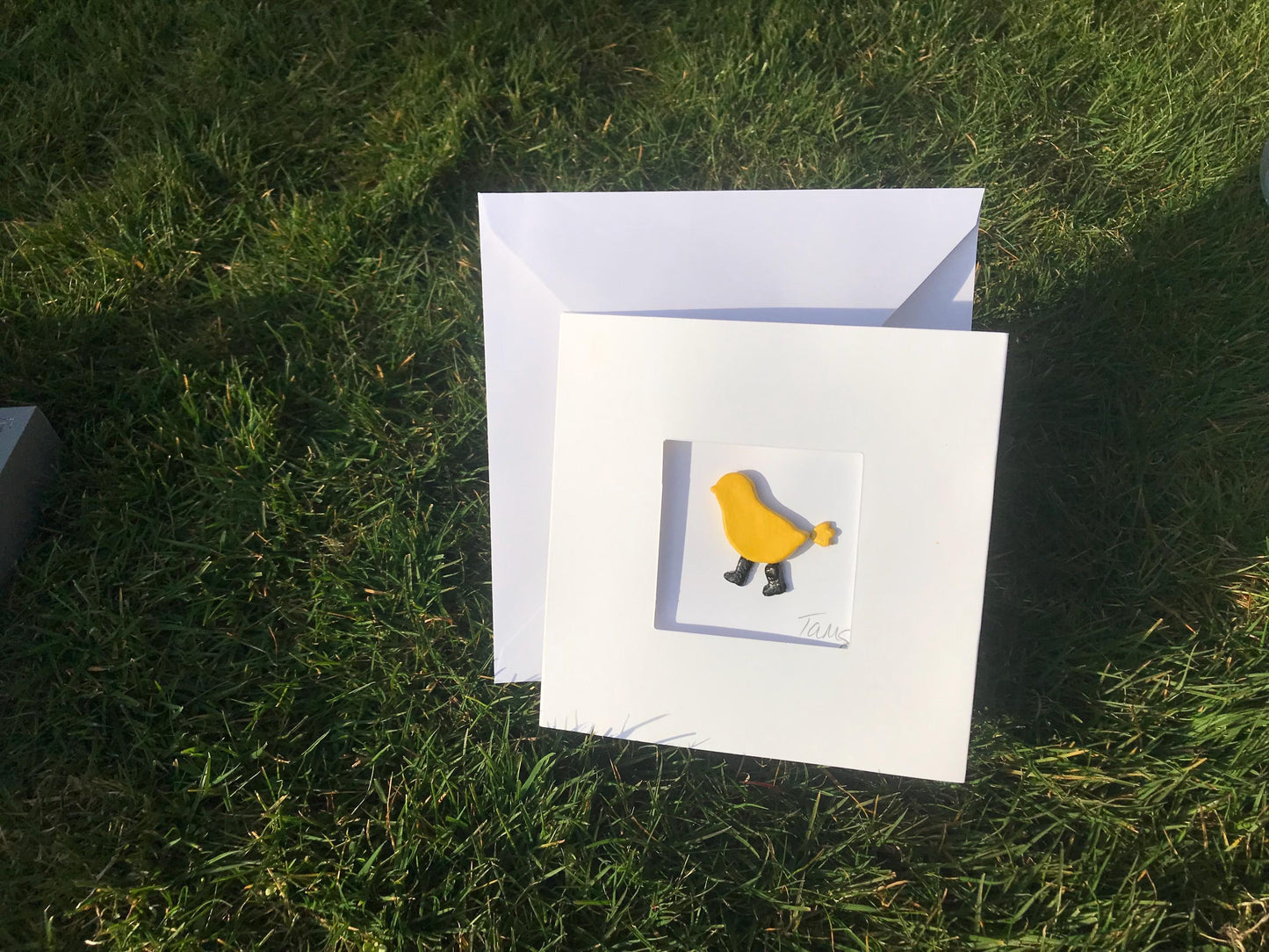 Handmade 3D Clay Greeting Card, chick in Wellies