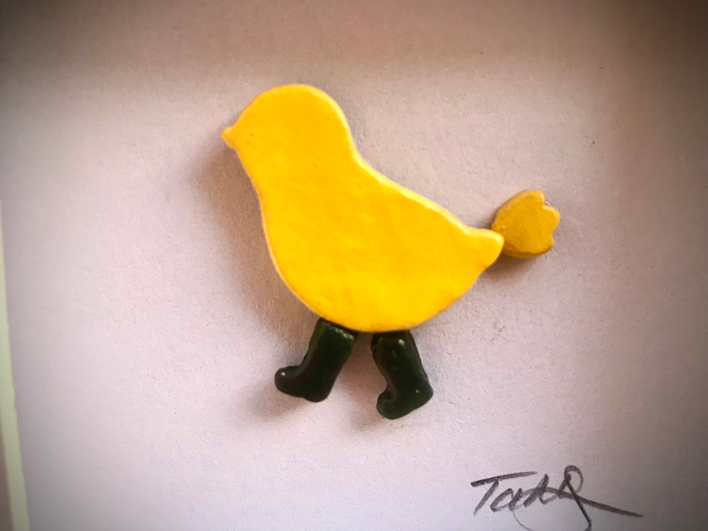 Handmade 3D Clay Greeting Card, Chick in Wellies
