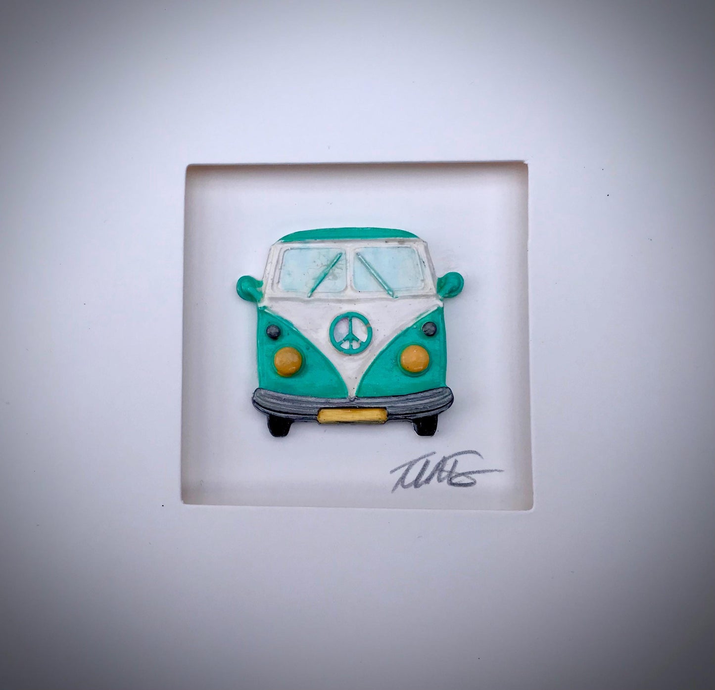 Handmade 3D VW Campervan Card – Blue Clay Camper, Custom Colour Greetings Card, Blank Inside, Retro Camper Gift