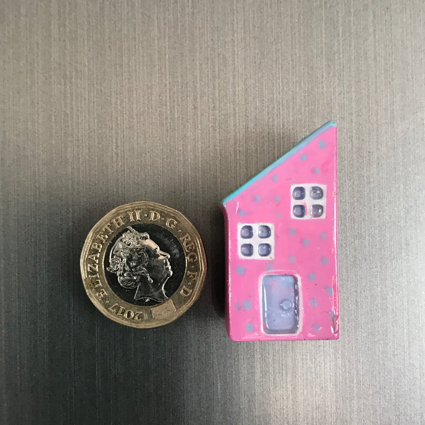 Handmade pottery house fridge magnets
