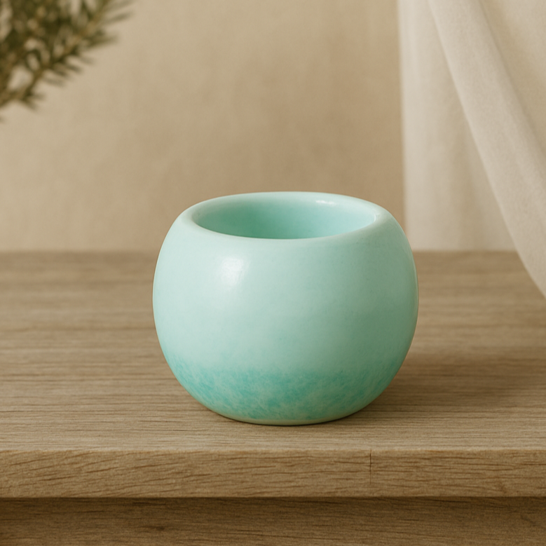 Sphere candle Holder – Turquoise Grey or Cream, Handmade Minimalist Candle Accent