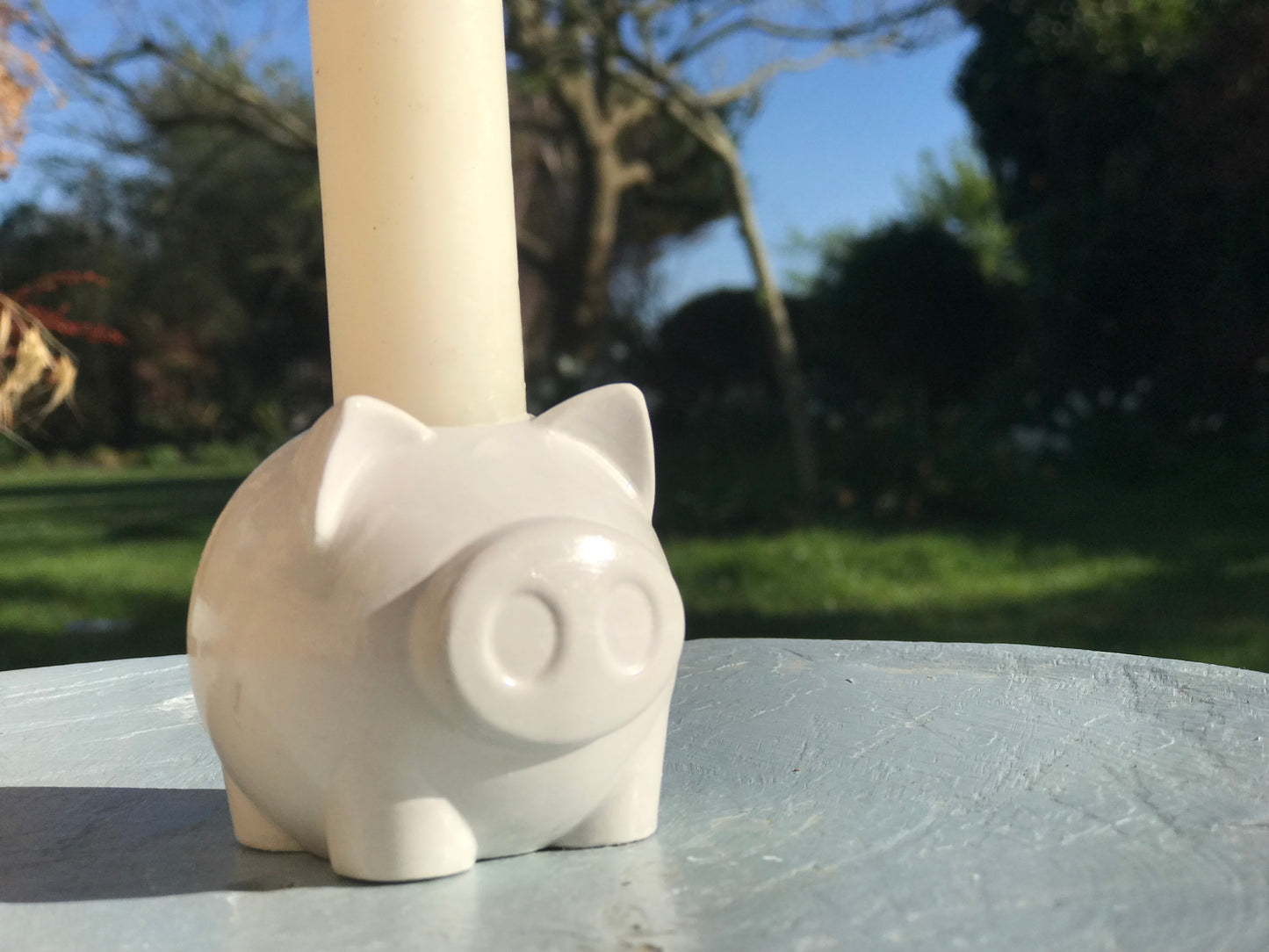 Hand-Cast Micro Pig Candle Holder