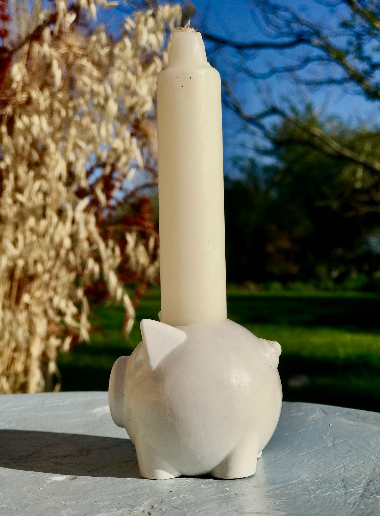Hand-Cast Micro Pig Candle Holder