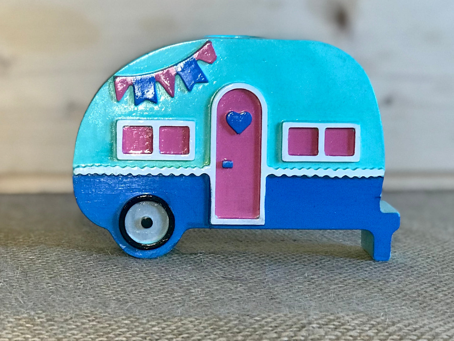 Handmade Retro Campervan Candle Holder – Colourful Ceramic, Festival-Inspired Decor