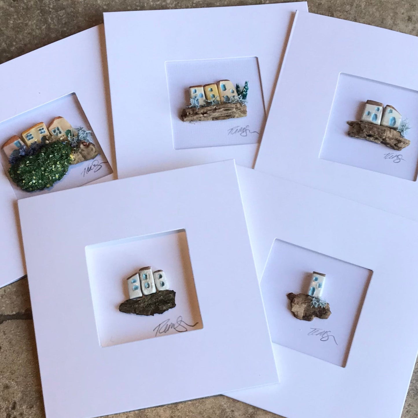 Unique Miniture Clay Houses Greeting Cards