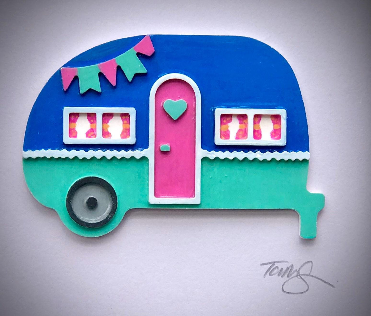 Vintage Campervan Wall Art – Unique Hand-Painted 3D Caravan Gift