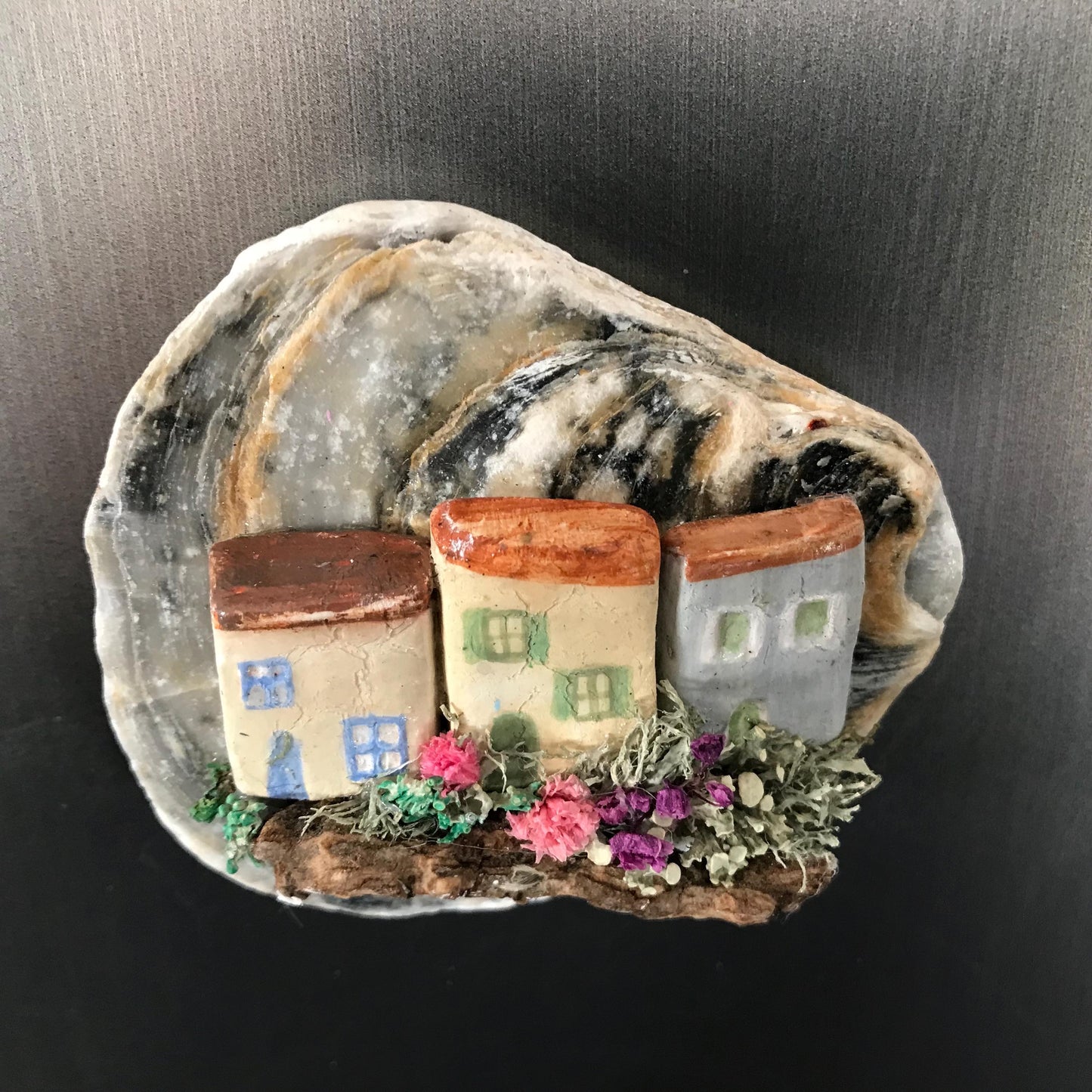Handmade Oyster Shell Cottage Fridge Magnets – Unique Miniature Coastal Homes