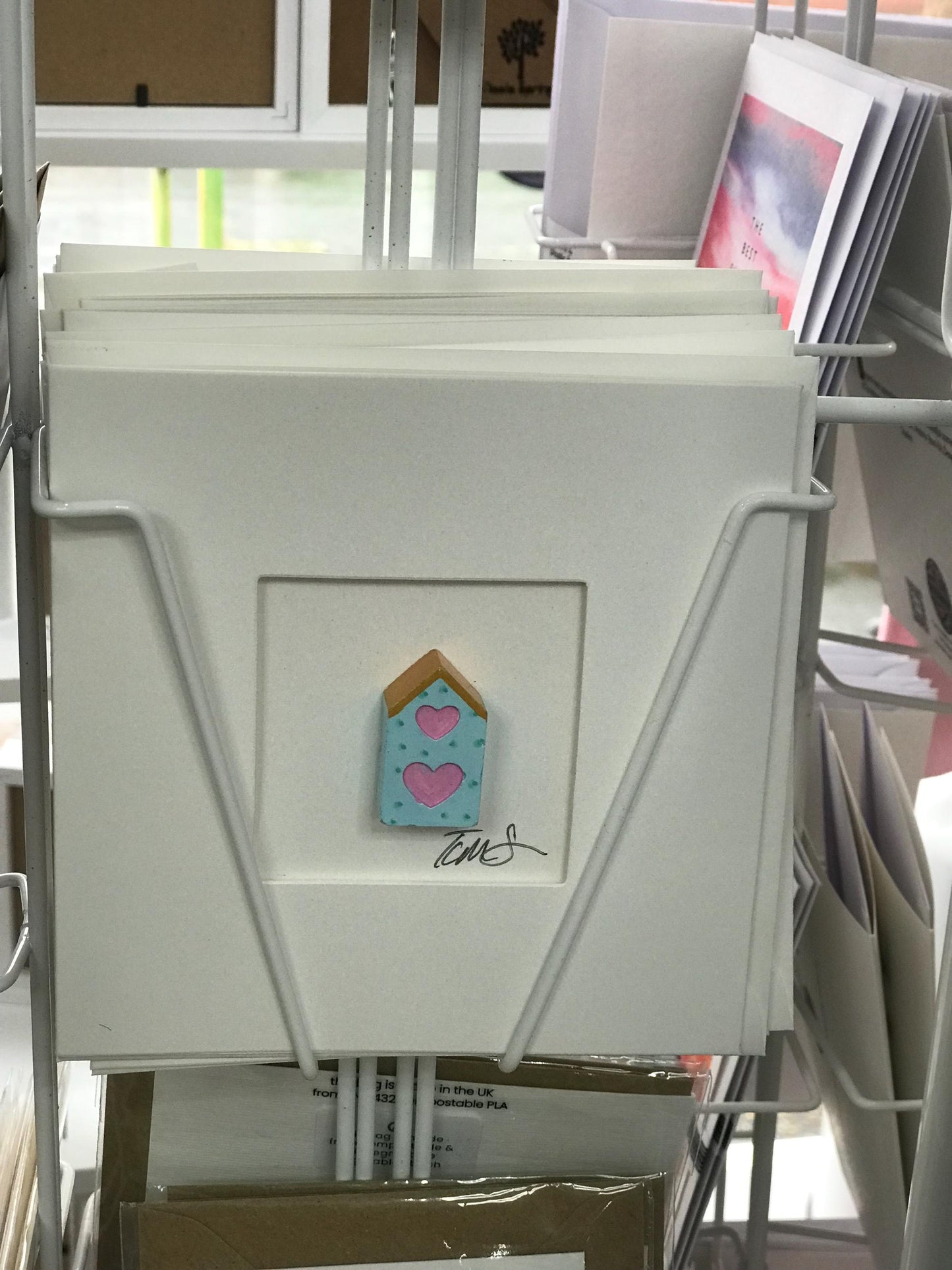 Handmade 3D Clay Greeting Card & Fridge Magnet in One! Tiny Houses, assorted colours