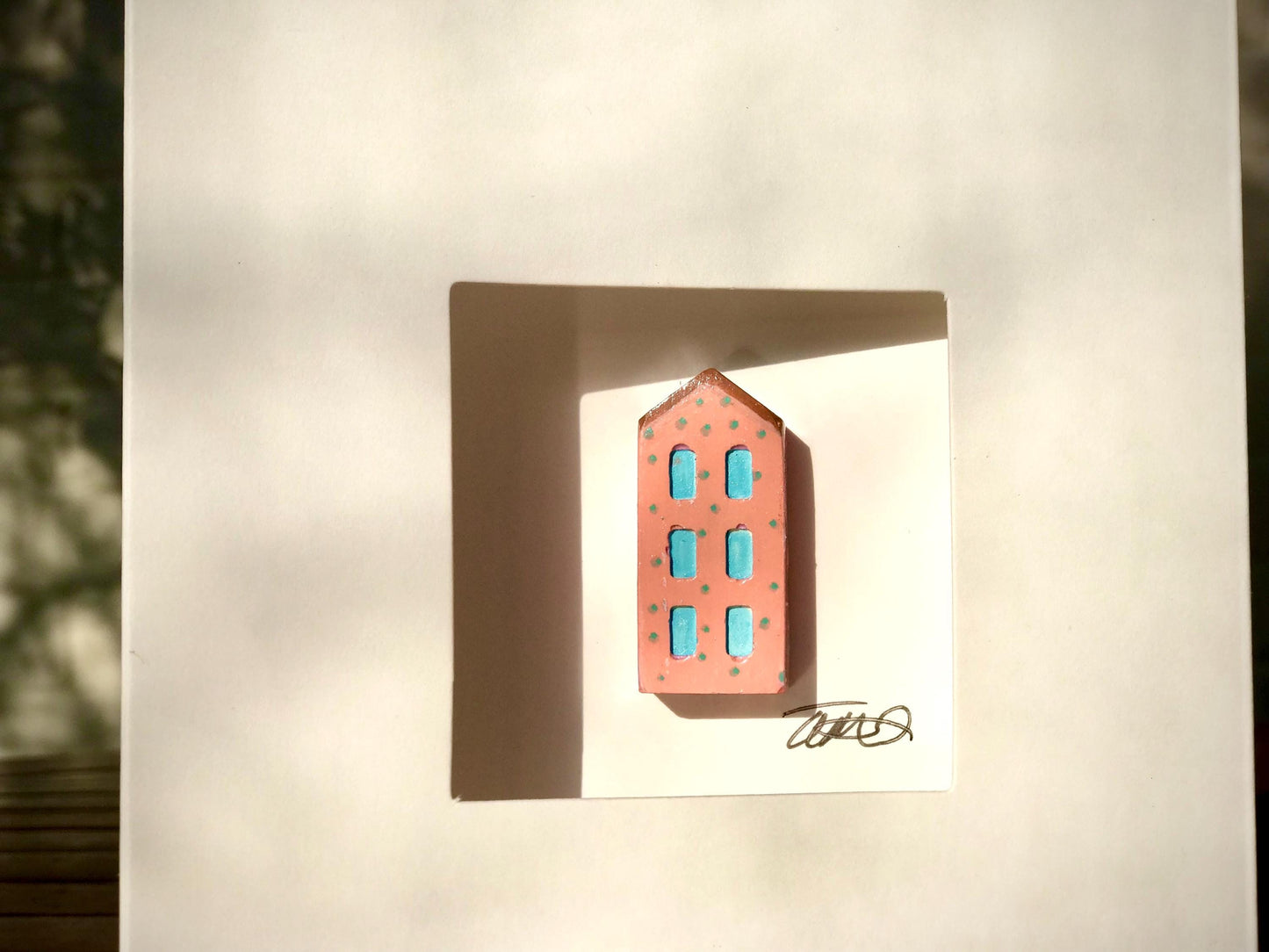 Handmade 3D Clay Greeting Card & Fridge Magnet in One! Tiny Houses, assorted colours