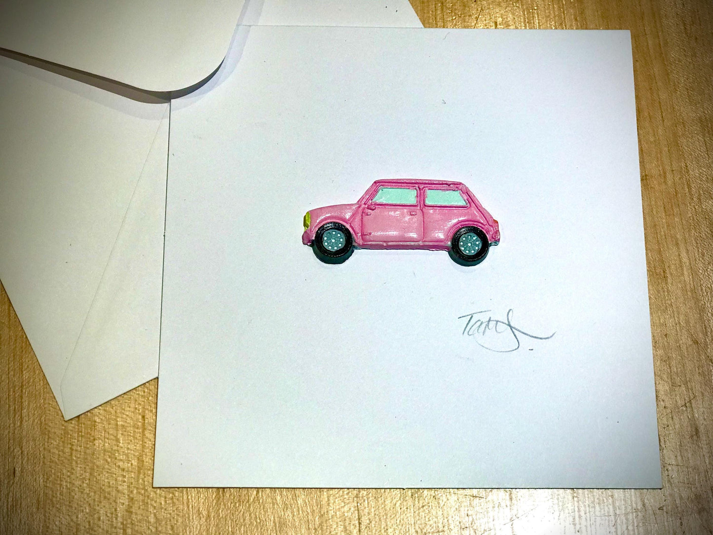Handmade 3D Greetings Card & Fridge Magnet Clay Camper van, mini or Beetle