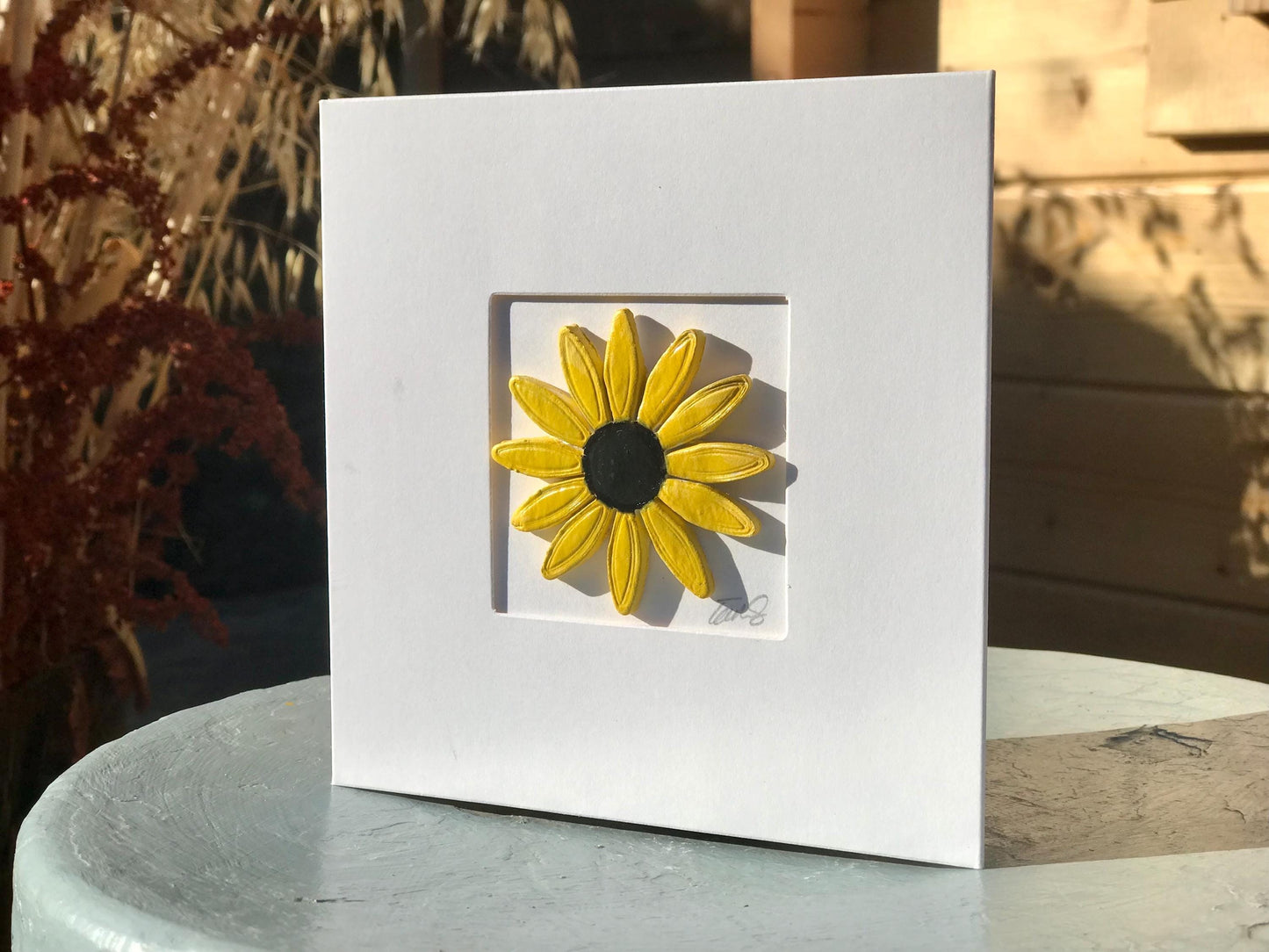 Handmade Sunflower Clay Card