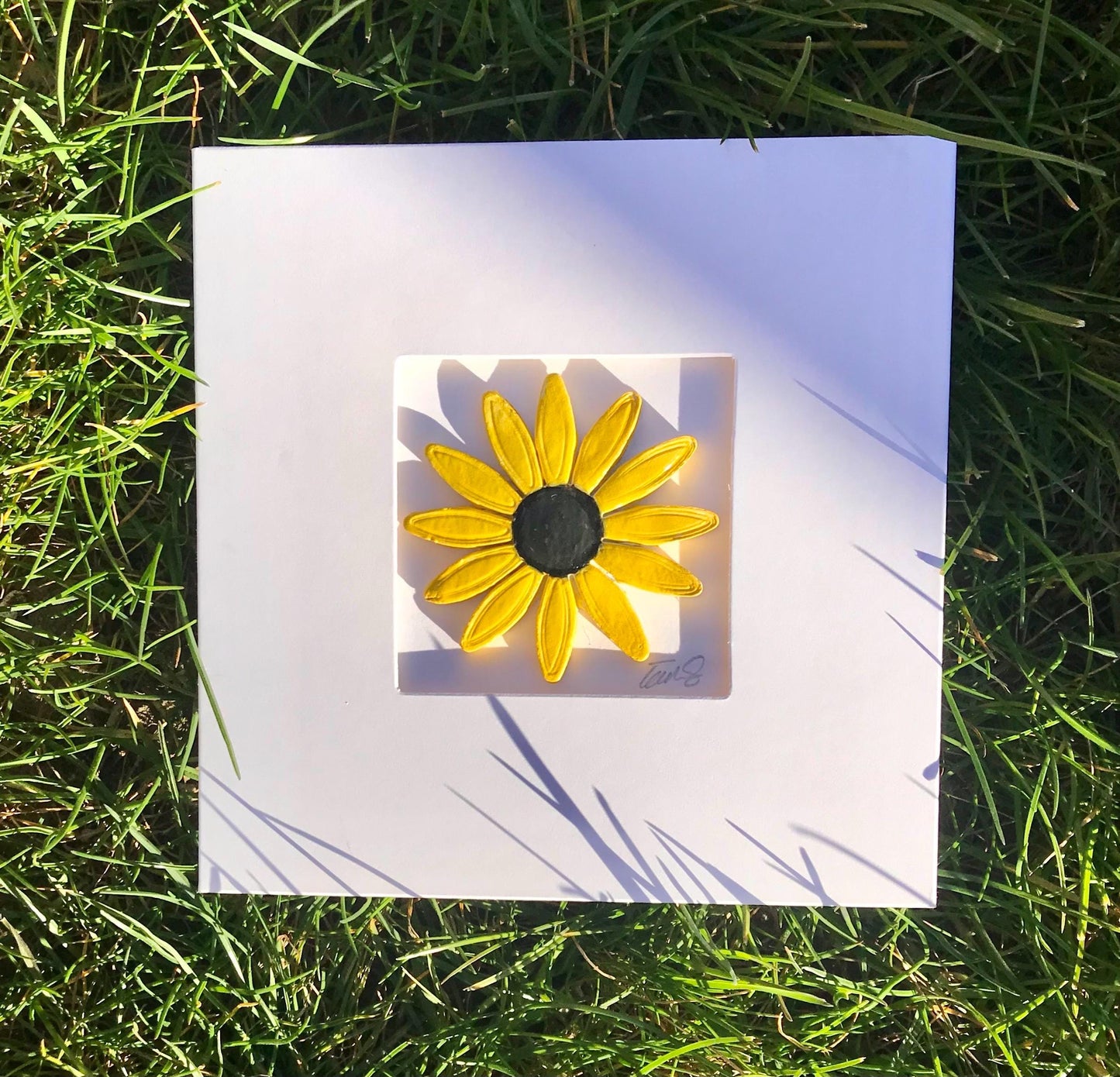 Handmade Sunflower Clay Card