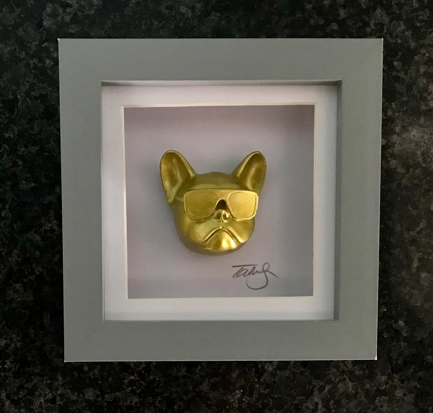 Handmade Gold French Bulldog Wall Art