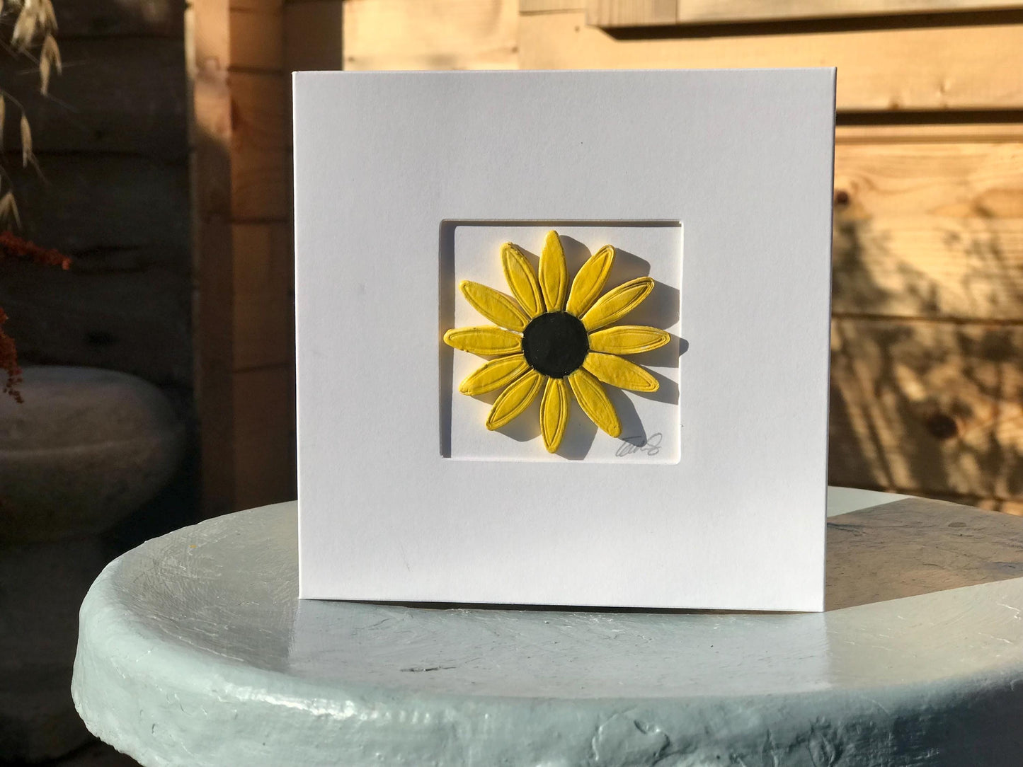 Handmade Sunflower Clay Card