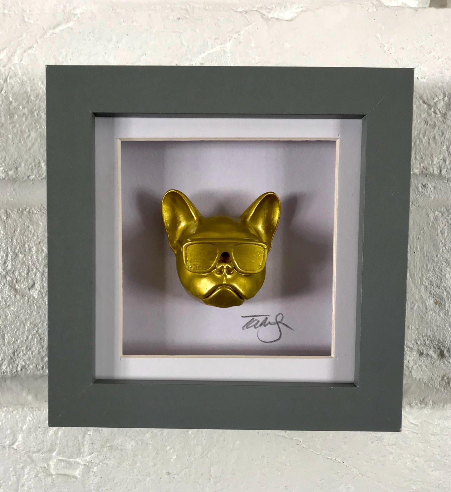 Handmade Gold French Bulldog Wall Art