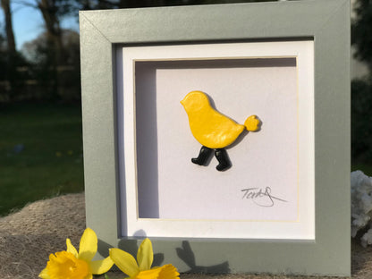 Handmade Spring Chicken Clay Spring Framed & Signed
