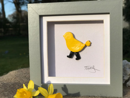 Handmade Spring Chicken Clay Spring Framed & Signed