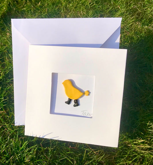 Handmade 3D Clay Greeting Card, Chick in Wellies