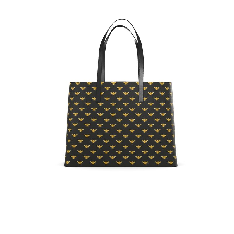 Signature Leather Tote – Gold Bee