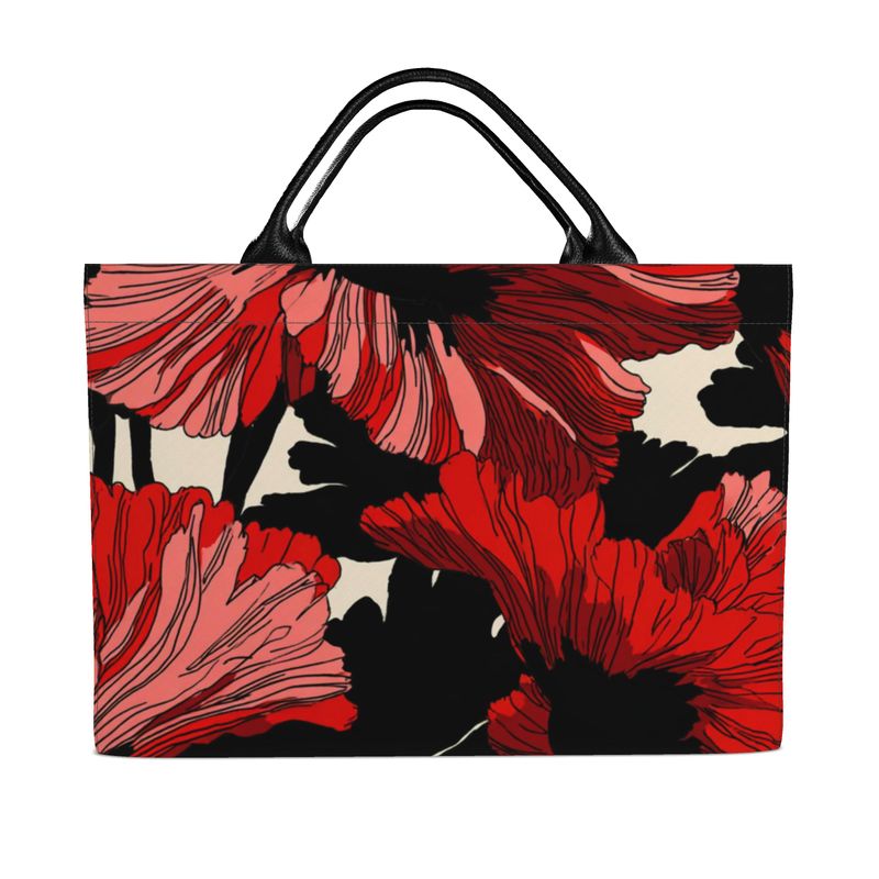 Carryall Leather handled Poppy Carryall Tote Bag