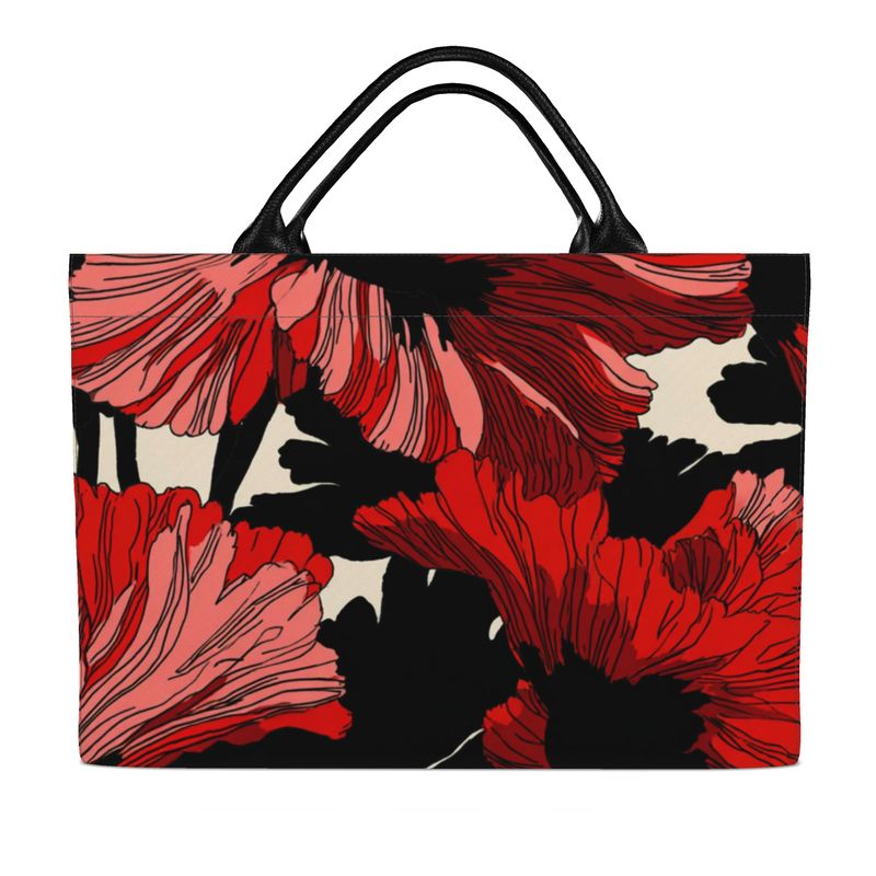Carryall Leather handled Poppy Carryall Tote Bag