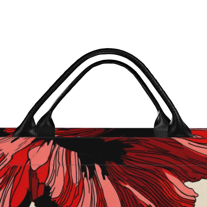 Carryall Leather handled Poppy Carryall Tote Bag