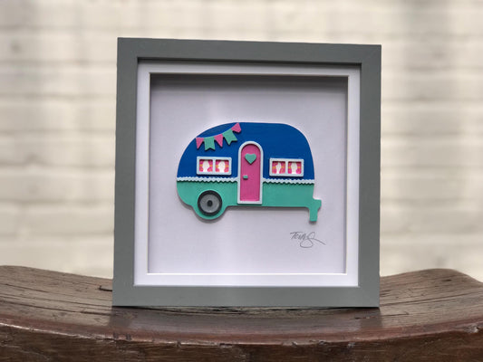 Vintage Campervan Wall Art – Unique Hand-Painted 3D Caravan Gift