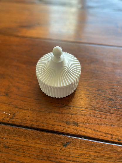 Handcast detailed vanity pot and lid