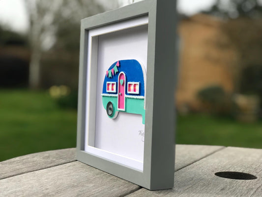 Vintage Campervan Wall Art – Unique Hand-Painted 3D Caravan Gift