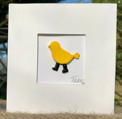 Handmade 3D Clay Greeting Card, Chick in Wellies