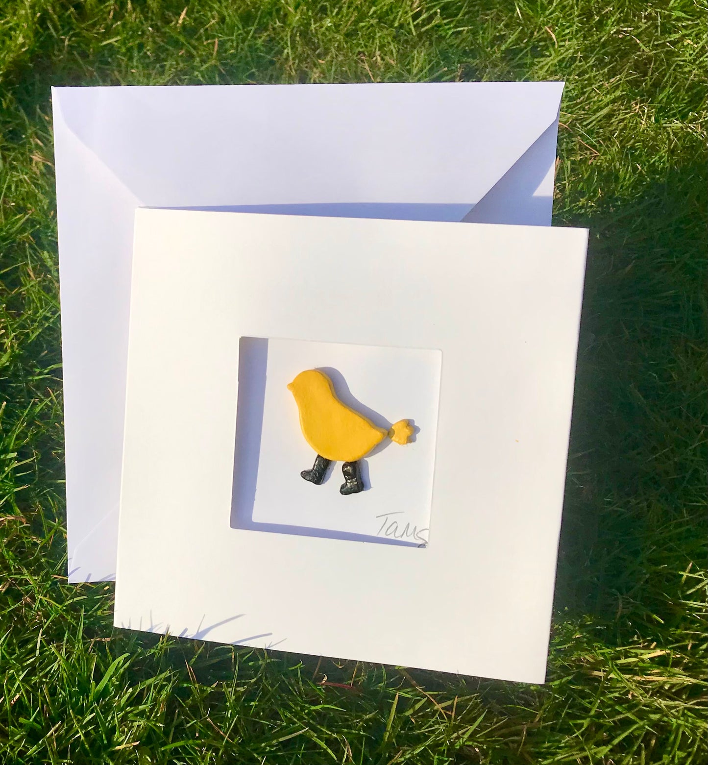 Handmade 3D Clay Greeting Card, Chick in Wellies