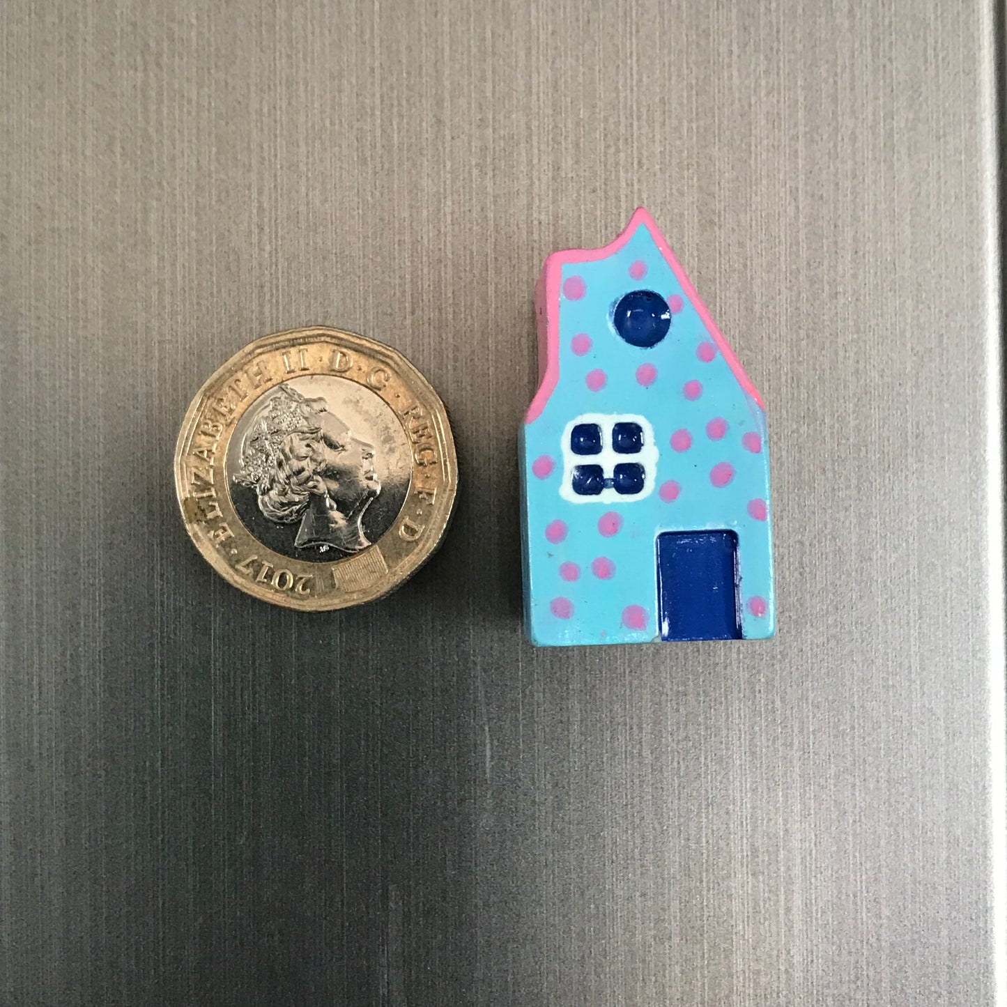 Handmade pottery house fridge magnets