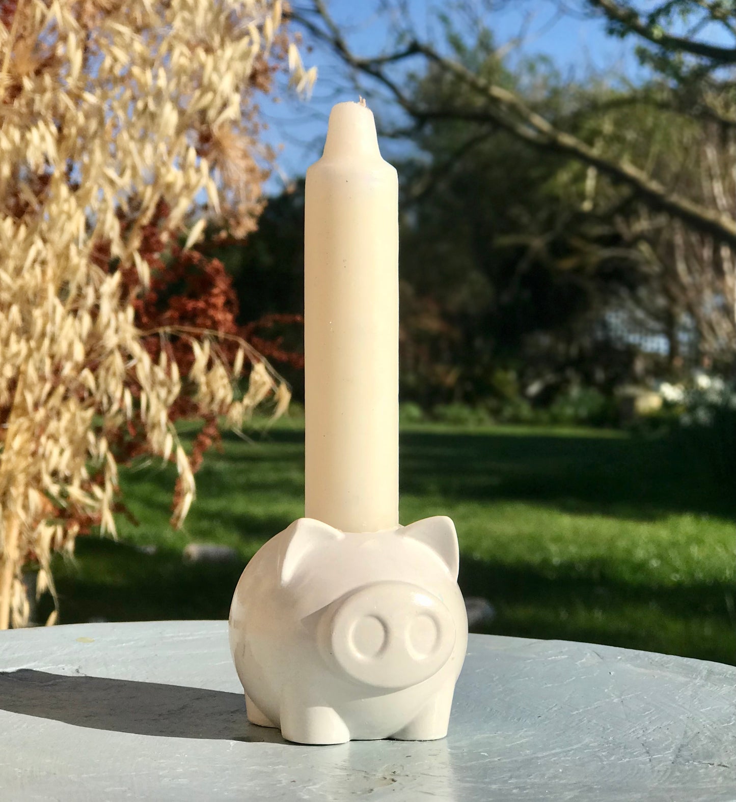 Hand-Cast Micro Pig Candle Holder