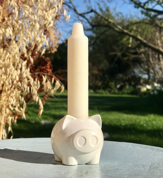 Hand-Cast Micro Pig Candle Holder