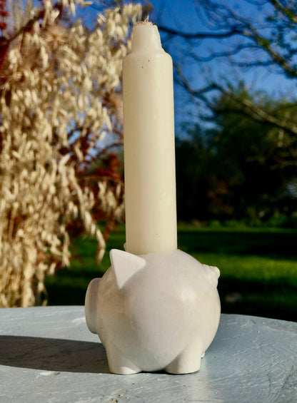 Hand-Cast Micro Pig Candle Holder