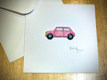 Handmade 3D Greetings Card & Fridge Magnet  Clay  Camper van, mini or Beetle