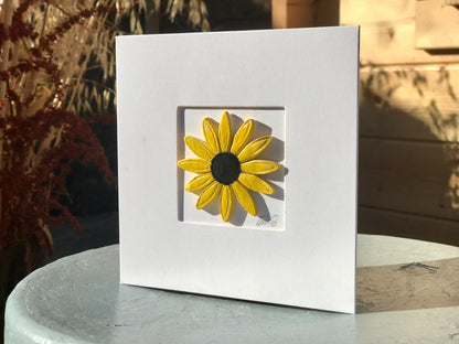 Handmade Sunflower Clay Card