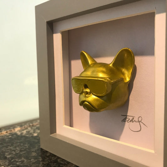 Handmade Gold French Bulldog Wall Art