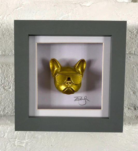 Handmade Gold French Bulldog Wall Art